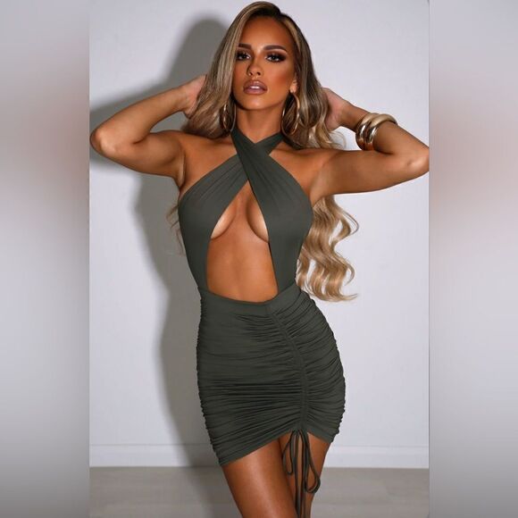 BABYBOO MARGARITA MINI DRESS - KHAKI NEW WITH TAGS - Picture 10 of 10